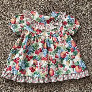 Vintage Roanna baby girl toddler fruit dress size 24 months